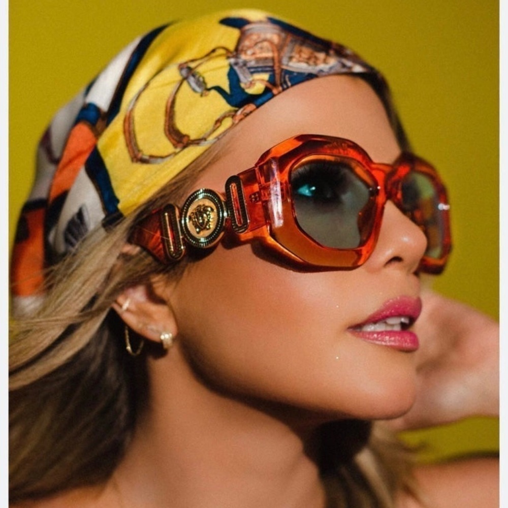 AUTHENTIC Versace Sunglasses Oversized Transparent Orange